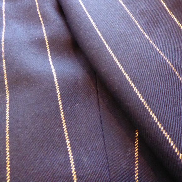 Vilagallo Wool Navy Gold Pin Stripe Front Pleat w/Cuffs Pant EU 38 USA 6 Women's - Picture 10 of 14